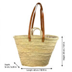 Cesta Capazo de Rafia Artesanal con 2 Asas Cortas y 2 Largas de Piel Marrón para Mujer - Mayorista España
