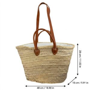 Cesta Capazo Grande de Mujer en Rafia Artesanal con Asas Cortas y Largas Color Marrón - Mayorista España