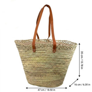 Cesta Capazo Grande de Mujer en Rafia Artesanal con 2 Asas Largas y Diseño Original - Mayorista España
