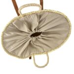 Cesta Capazo de Rafia Artesanal con 2 Asas Cortas y 2 Largas de Piel Marrón para Mujer - Imagen 3