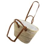 Cesta Capazo Grande de Mujer en Rafia Artesanal con Asas Cortas y Largas Color Marrón - Imagen 2