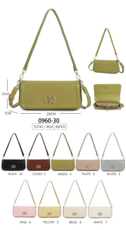 Bolso de Hombro Sintético con Asa Larga Extraíble y Solapa con Manivela de Giro para Mujer - Mayorista España