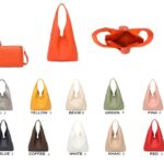 Amplio Bolso de Hombro Sintético para Mujer con Botón y Bolso Bandolera Extra