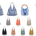 Bolso de Hombro en Lino Lavado con Asa de Color, Botón y Gran Capacidad para Mujer