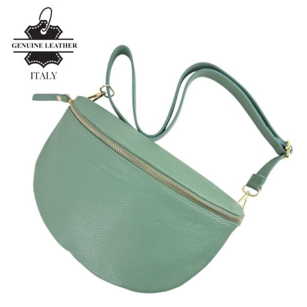 Amplia Riñonera de Piel Italiana para Mujer con Compartimento Interior - Imagen 16