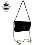 Bolsito de Mano Compacto en Piel de Serraje Italiana con Asa Larga de Cadena para Mujer - Imagen 3