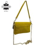 Bolsito de Mano Compacto en Piel de Serraje Italiana con Asa Larga de Cadena para Mujer - Imagen 12