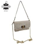 Bolsito de Mano Compacto en Piel de Serraje Italiana con Asa Larga de Cadena para Mujer - Imagen 7