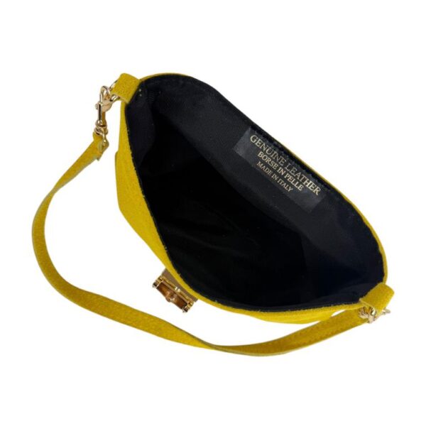 Bolsito de Mano Compacto en Piel de Serraje Italiana con Asa Larga de Cadena para Mujer - Imagen 13