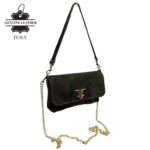 Bolsito de Mano Compacto en Piel de Serraje Italiana con Asa Larga de Cadena para Mujer - Imagen 10