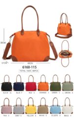 Amplio Bolso de Hombro Bicolor en Tela Nylon con Bolsillo Trasero y Cremallera para Mujer - Mayorista España