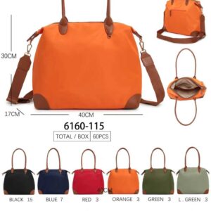 Amplio Bolso de Hombro Bicolor en Tela Nylon con Bolsillo Trasero y Cremallera para Mujer - Mayorista España