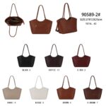 Bolso de Hombro Sintético con Diseño Trenzado, Bolsillo Trasero y 2 Asas Largas para Mujer