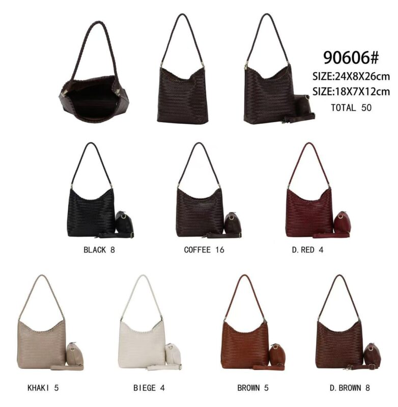 Bolso de Hombro Sintético con Diseño Trenzado y Bolsito Bandolera Extra para Mujer-All - Mayorista España