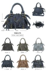 Bolso de Mano Compacto en Algodón Tela Vaquera con Bolsillo Frontal para Mujer-All - Mayorista España