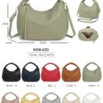 Bolso de Mano Sintético con Diseño Trenzado, Asa Gruesa y Cremallera Larga para Mujer