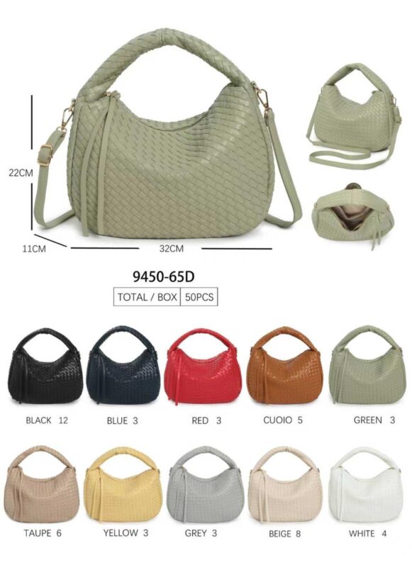 Bolso de Mano Sintético con Diseño Trenzado, Asa Gruesa y Cremallera Larga para Mujer-All - Mayorista España