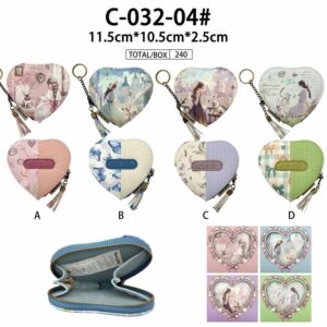 Monedero Sintético con Diseño Muñeca, Forma Corazón, Anilla y Cremallera con Flecos Mujer - Mayorista España