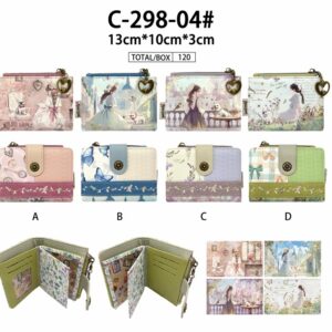 Monedero Sintético Mujer con Muñeca Sweet Candy, Caja, Solapa y Espacio para Tarjetas - Mayorista España