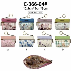 Monedero Compacto y Sintético de Mujer con Muñeca Sweet Candy, Anilla y 3 Bolsillos - Mayorista España