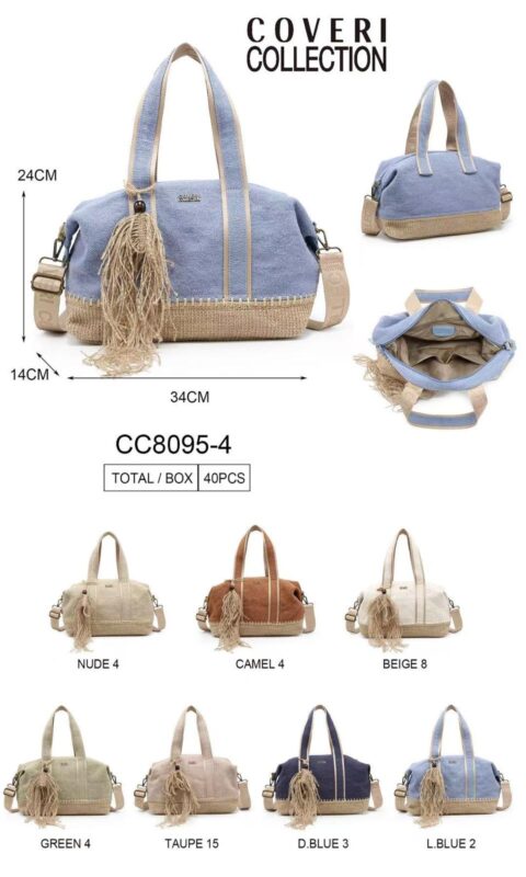 Bolso Bowling de Lino Coveri Collection para Mujer con Flecos Frontales Decorativos-All- Mayorista España
