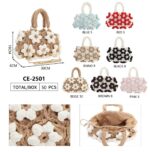 Bolso de Mano en Algodón Tipo Ganchillo con Diseño de Flores y Saquito Interno para Mujer - Imagen 2