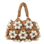 Bolso de Mano en Algodón Tipo Ganchillo con Diseño de Flores y Saquito Interno para Mujer - Imagen 9
