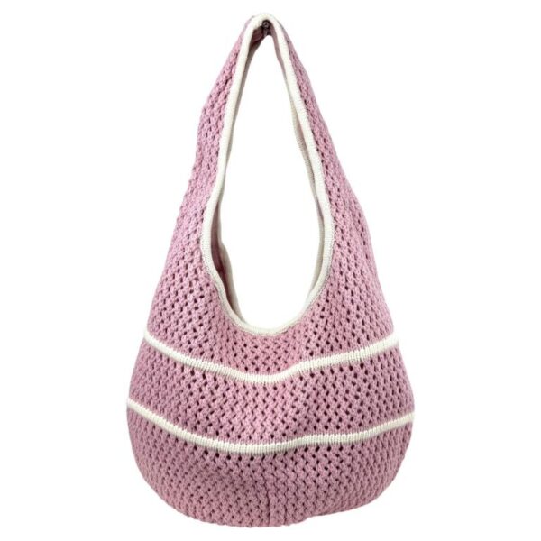 Bolso de Hombro Hobo en Ganchillo con Diseño This is Life y Cierre de Cremallera para Mujer - Imagen 8