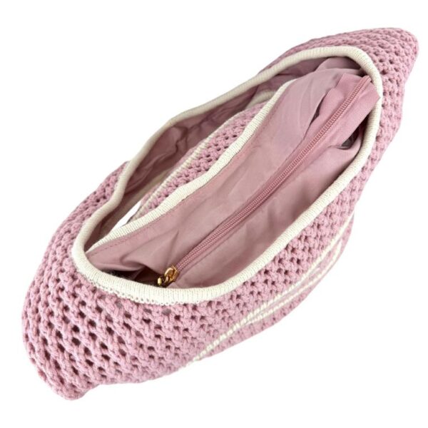 Bolso de Hombro Hobo en Ganchillo con Diseño This is Life y Cierre de Cremallera para Mujer - Imagen 9