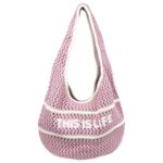 Bolso de Hombro Hobo en Ganchillo con Diseño This is Life y Cierre de Cremallera para Mujer - Imagen 7