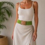 Cinturón Artesanal Exclusivo de Cristal con Diseño Bolitas y Madera de Mango para Mujer