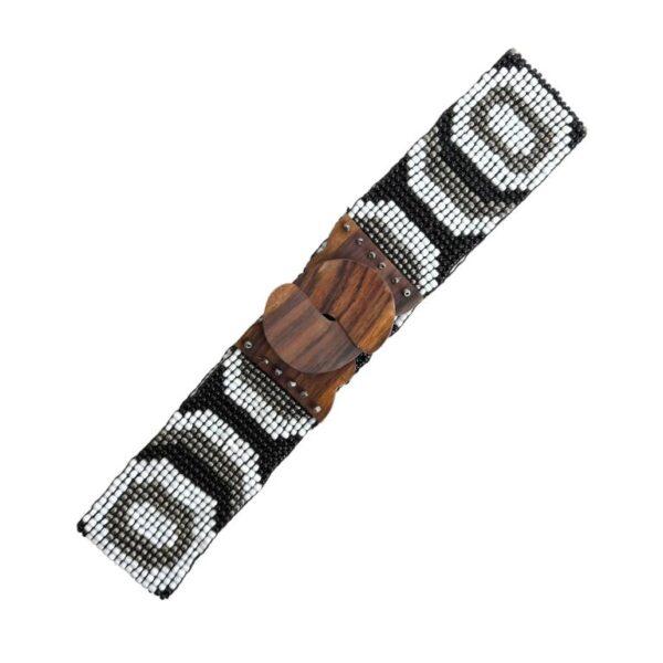 Cinturón Artesanal Elástico de Cristal con Diseño Bolitas Multicolor y Madera de Mango Mujer - Imagen 8