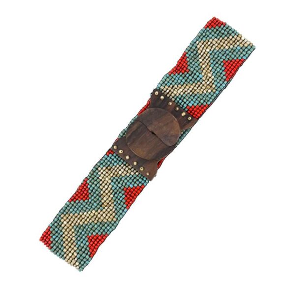 Cinturón Artesanal Elástico de Cristal con Diseño Bolitas Multicolor y Madera de Mango Mujer - Imagen 9