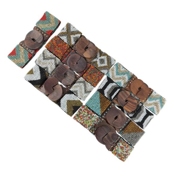 Cinturón Artesanal Elástico de Cristal con Diseño Bolitas Multicolor y Madera de Mango Mujer - Imagen 2