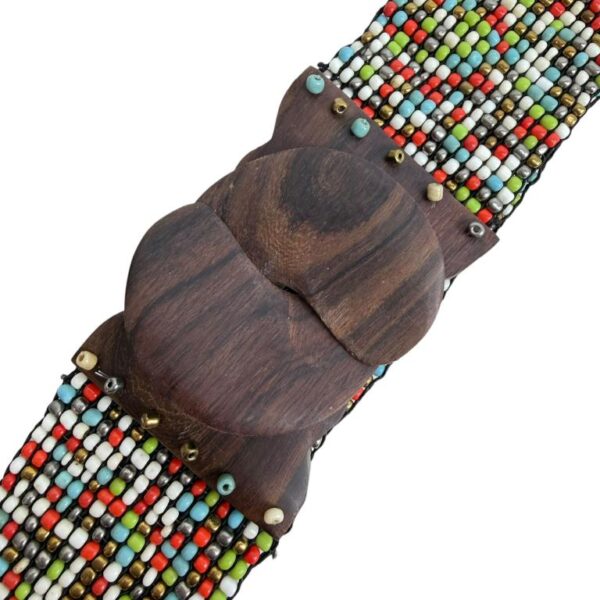 Cinturón Artesanal Elástico de Cristal con Diseño Bolitas Multicolor y Madera de Mango Mujer - Imagen 15