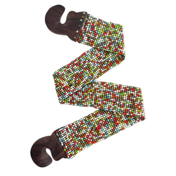 Cinturón Artesanal Elástico de Cristal con Diseño Bolitas Multicolor y Madera de Mango Mujer - Imagen 12