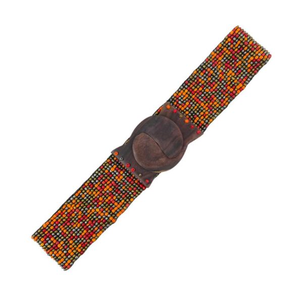 Cinturón Artesanal Elástico de Cristal con Diseño Bolitas Multicolor y Madera de Mango Mujer - Imagen 5