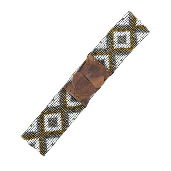 Cinturón Artesanal Elástico de Cristal con Diseño Bolitas Multicolor y Madera de Mango Mujer - Imagen 6