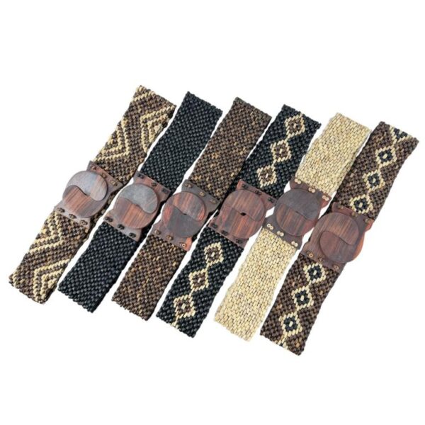 Cinturón Artesanal Elástico de Coco con Diseño Exclusivo y Madera de Mango para Mujer - Imagen 2