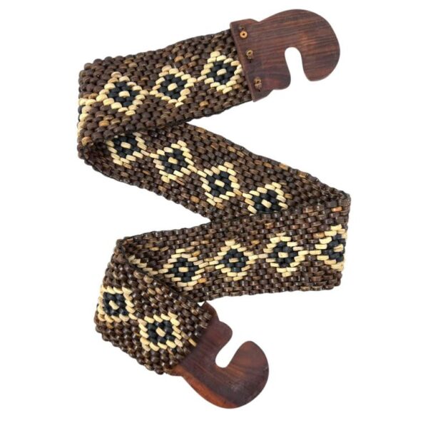 Cinturón Artesanal Elástico de Coco con Diseño Exclusivo y Madera de Mango para Mujer - Imagen 9