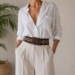 Cinturón Artesanal Elástico de Coco con Diseño Exclusivo y Madera de Mango para Mujer