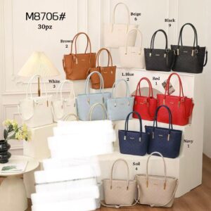 Juego de 2 Bolsos Sintéticos Maxfly de Mujer con Gran Calidad y Detalles Dorados-All- Mayorista España