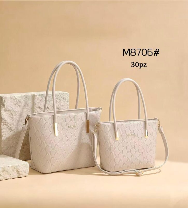 -Juego de 2 Bolsos Sintéticos Maxfly de Mujer con Gran Calidad y Detalles Dorados-Principal- Mayorista España