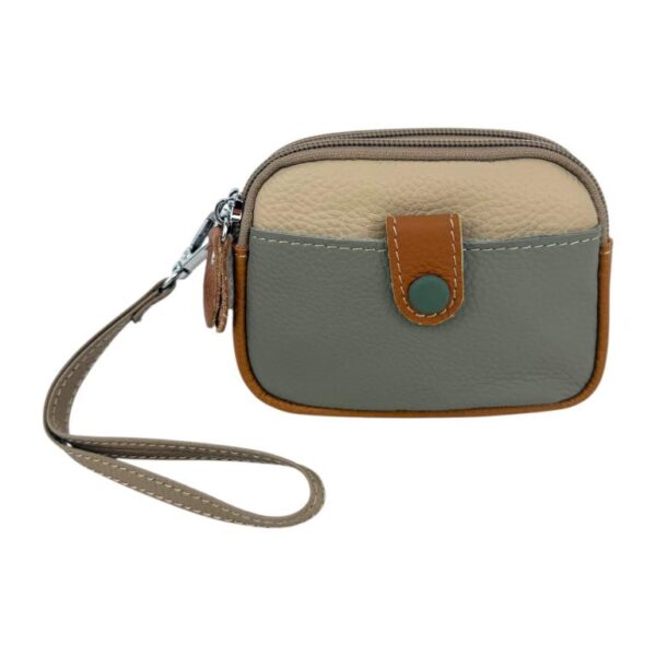 Monedero Multicolor de Piel con Diseño Exclusivo, Asa Corta y 2 Bolsillos para Mujer-Front- Mayorista España