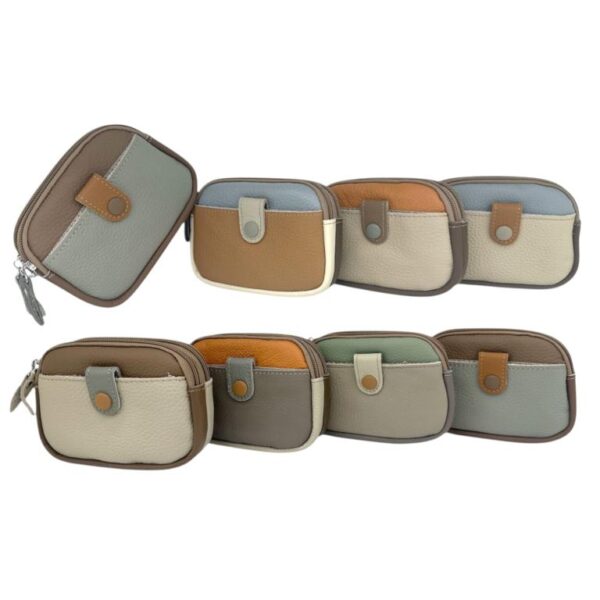 Monedero Multicolor de Piel con Diseño Exclusivo, Asa Corta y 2 Bolsillos para Mujer - Imagen 2