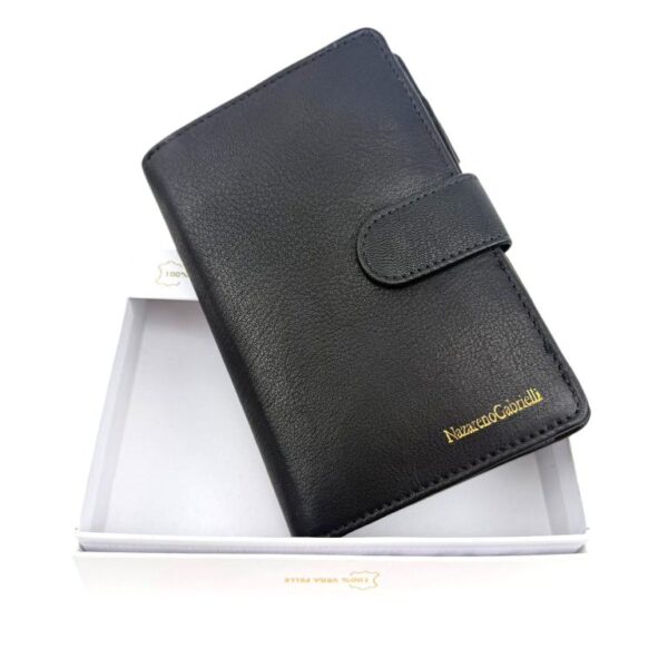 Cartera de Gran Calidad en Piel Nazareno Gabrielli con Caja, Mini Solapa y Fabricado en India - Imagen 4