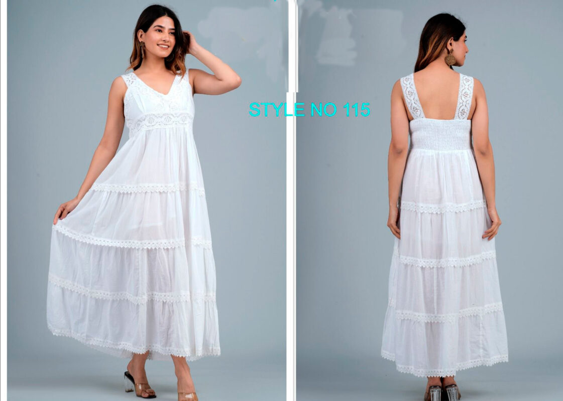 Vestido Largo Artesanal de Algodón para Mujer con Espalda Fruncida, Talla Única - Mayorista España