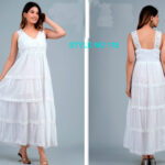 Vestido Largo Artesanal de Algodón para Mujer con Espalda Fruncida, Talla Única