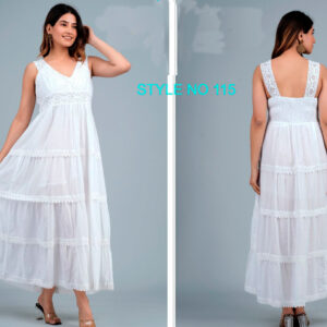 Vestido Largo Artesanal de Algodón para Mujer con Espalda Fruncida, Talla Única - Mayorista España