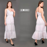 Elegante Vestido Largo Artesanal de Algodón para Mujer con Cuello en V